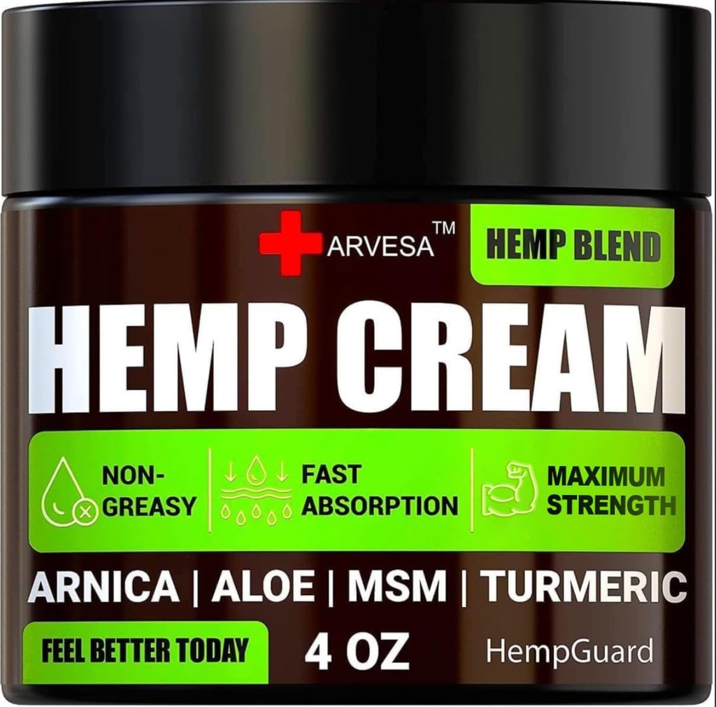 Naturlig Hamp Cream - høj styrke Hamp Oil Extract - 4 fl oz