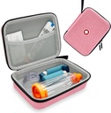 Hard Inhaler Spacer sag for børn og voksne, Astma Inhaler sag med Mesh Pocket til medicin og andet tilbehør, Pink (Bag Only)