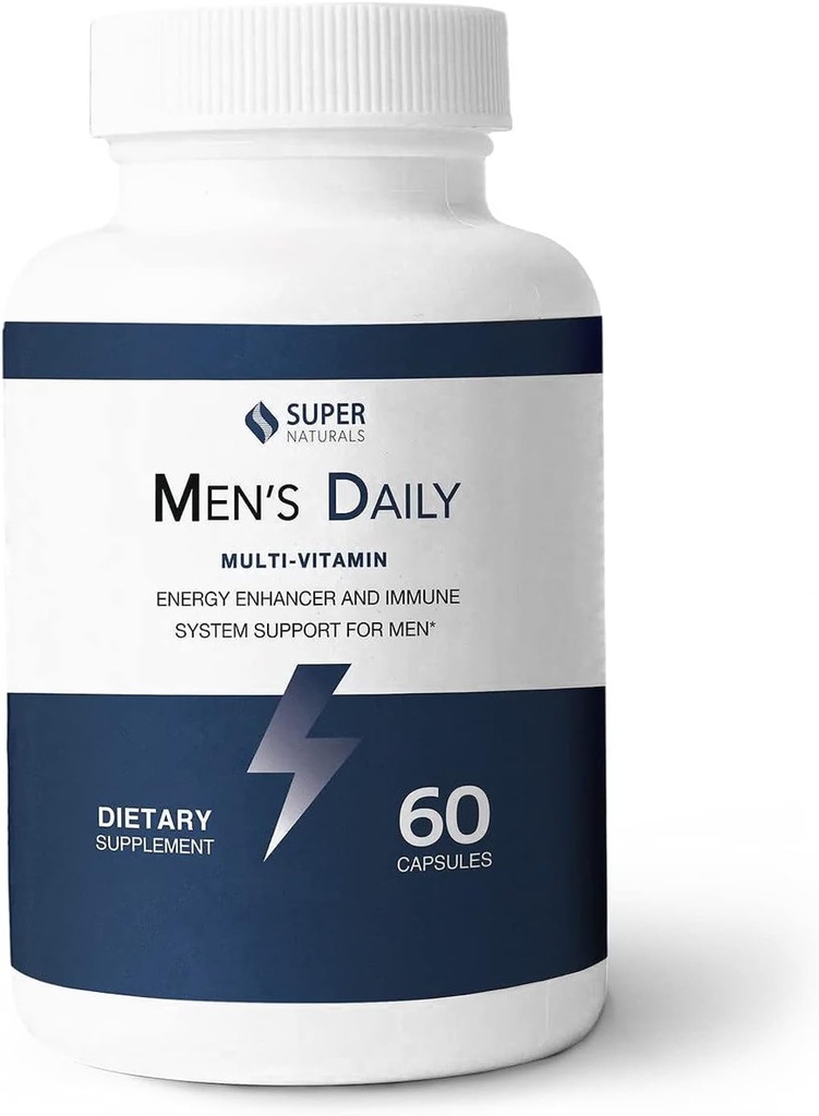 Super Naturals Mænd daglige Multivitamin Energy Enhancer og immunsystem støtte til mænd (60 kapsler, 30 dages forsyning)