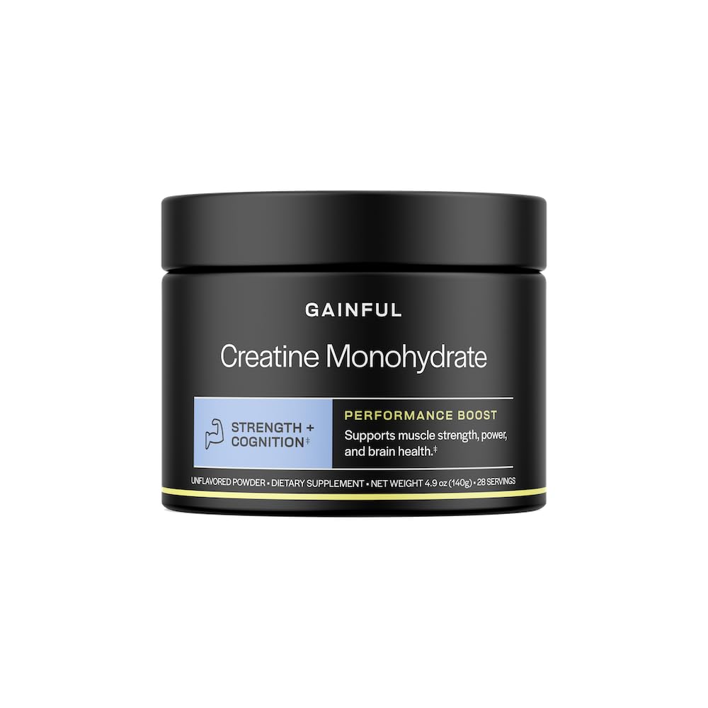 Gainful Creatin Powder, Post Workout Aminosyre supplement, Muskel, Energi & Focus Support, 5g Creatin monohydrat, Unflavored, 28 Servere
