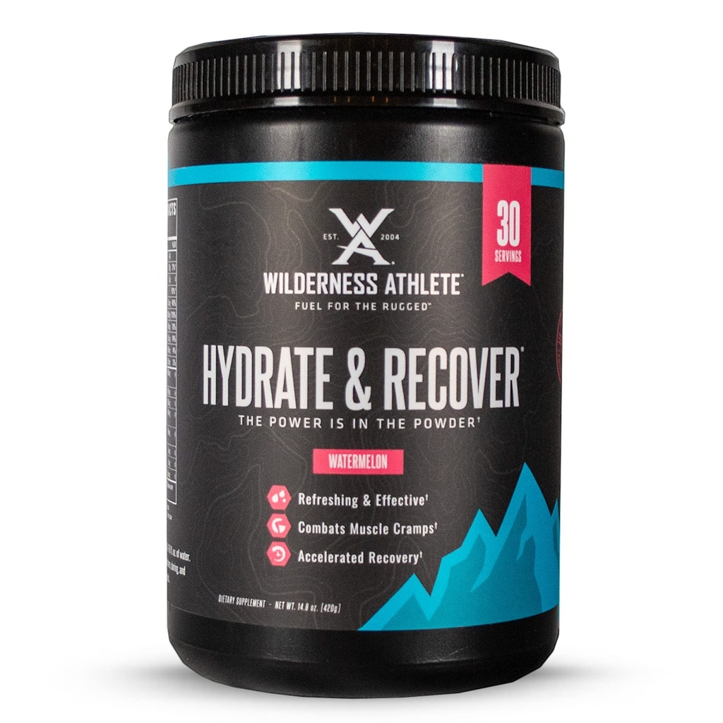 Wilderness Atlete - Hydrate & Recover Meadrate 124; Flydende Hydration Powder Electrolyte Drink Mix - Recover Hurtigere med Bcaas - Hydrate Powder med 1000 mg C-vitamin - 30 Servering Tub (Watermelon)