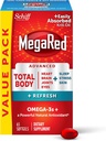 MegaRed Omega-3 Blend Total Body + Genopfrisk 500mg Softgel, (65 Tæl i en flaske), Nemt Absorberet Krill Oil, at støtte dit hjerte, Joints, Brain & Eyes