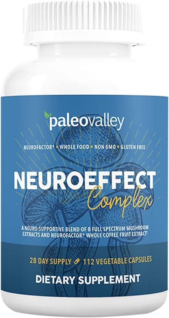 Paleodal NeuroEffect - Neuro Mushroom Kaffe Nutritional supplement til fokus, hukommelse, og energistøtte - 28-dages levering - 8 Fuld Spectrum Mushroom og hele kaffefrugt udtrækker
