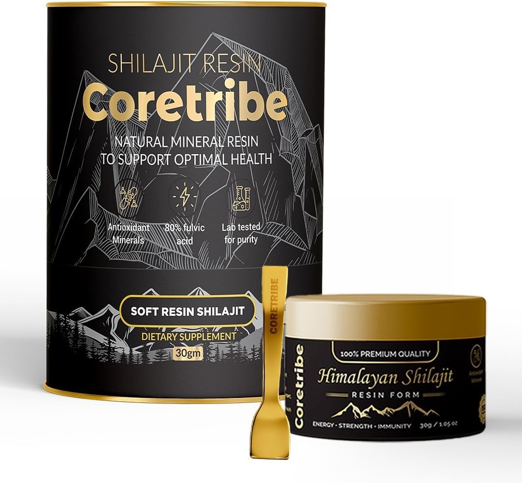 Cotefbe ® Royal 's People Choice Pure Himalayan Organic Shilajit Resin, Complex for Energy, Strength & Immunity, for Mænd & Kvinder med ægte guld indhold, 30 Bedste