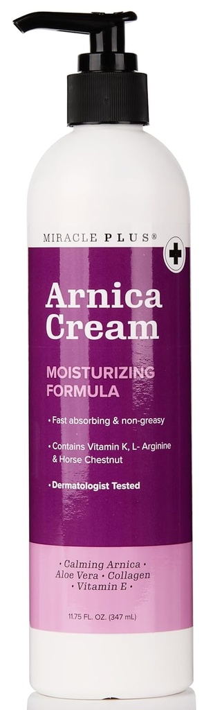 Miracle Plus Arnica Cream Bruse Relief Lotion til blå mærker og opsvulmen på huden, 124; Arnica Montana Extra Strength Vitamin K Cream