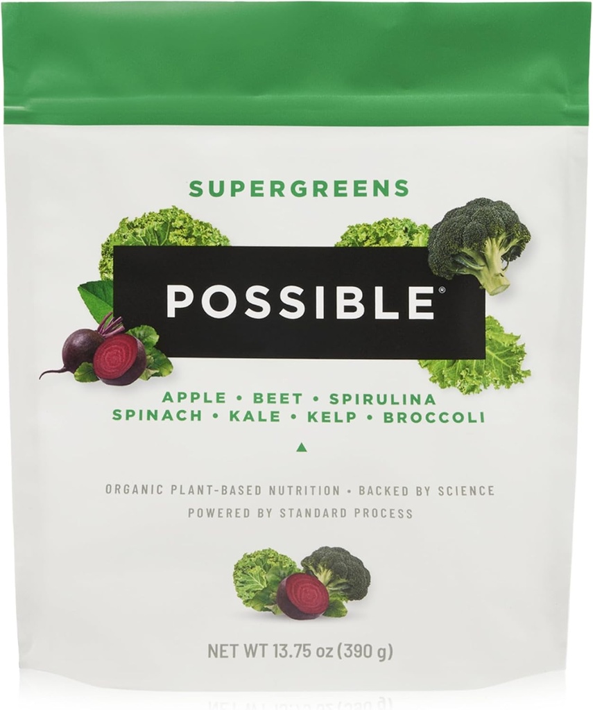 Supergreens - Superfoods Powder Mix med 23 hele fødevareingredienser - Vegansk, Økologisk, Plantbaseret Wellness - Glutenfri, USDA Organic - Clean Label - 1 Bag, 30 Servering