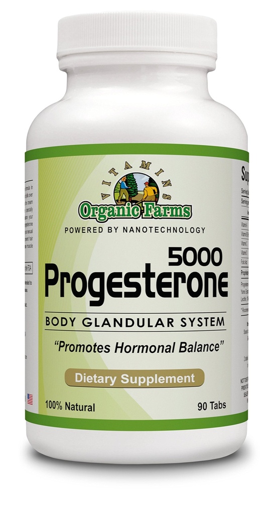 Økologisk Farm Vitaminer Progesteron 5000 - Krop glandulært system Kosttilskud, 100% Natural Progesteron piller - Formel til Balance Hormon - Progesteron Supplement, 90 tabletter