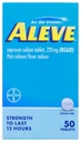Aleve, Pain Reliever / Fever Reducer 220 mg tabletter, 50 Tælling