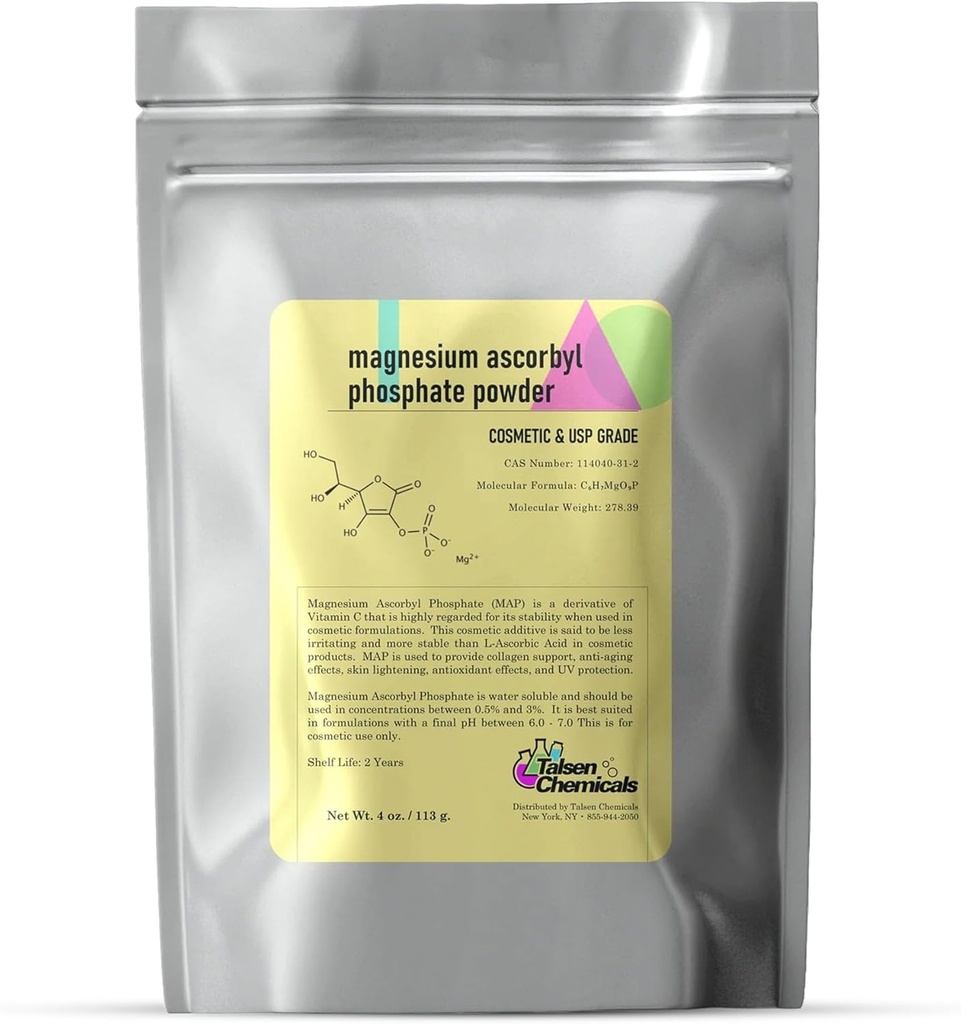 Magnesium Ascorbylfosfatpulver, Magnesium Ascorbylfosfatholdigt C-vitamin, Magnesium AscorbylfosfatMAP Pulver til DIY Skincare produkter Talsen Chemicals (4 Ounce / 113 Bedste)