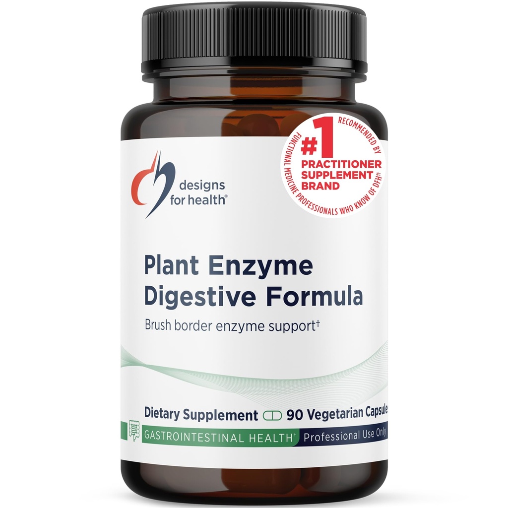 Design for sundhed Plant Enzyme fordøjelsesformel - Vegetarisk fordøjelsesenzymer Supplement - Gut Support med Hemicellulase, Protease + Mere - Kan Support Lejlighedsvis Gas + Bloating (90 kapsler)