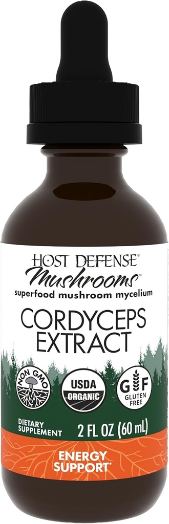 Host Defense Cordyceps Extract - Immun & Energy Support - Nyre Health Supplement med Cordyceps - Fitness Support to Aid Oxygen Uptake - 2 fl oz (60 Servere) *
