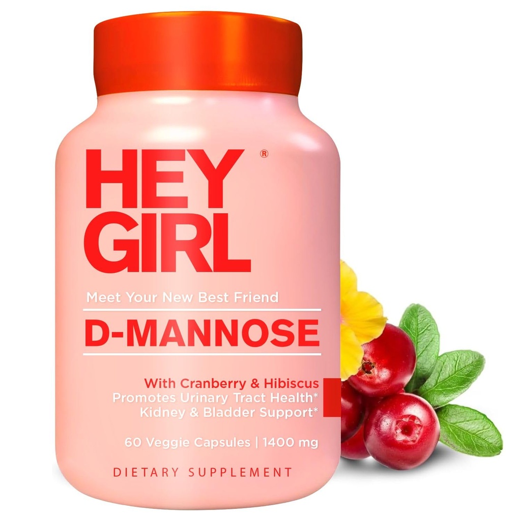 D Mannose Capsules - Fast-Actioning UTI Supplement - Rens & Flush Urenheder - med Natural D-Mannose Powder, Tranebær, Hibiscus & Mælkebøtte - Alternativ til Cranberry for Women, 60 Kapsler