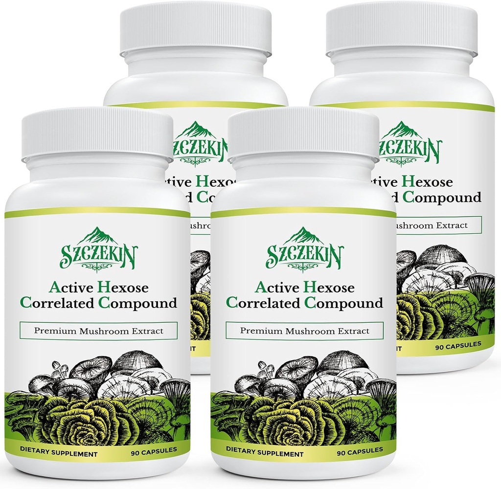 Active Hexose Correlated Compound 1500 mg Supplement, Natural 8 Mushroom Extract Supplement, Immunsystem, Leverfunktion, Natural Killer og T-celler Aktivitet, 360 Veggie Kapsler