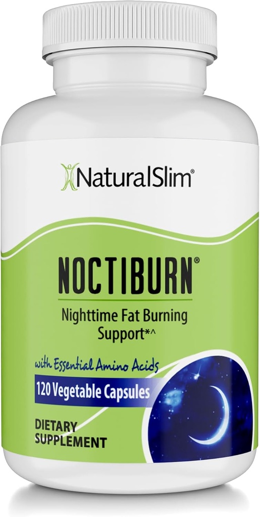 NaturalSlim Night Time Fat Burner for Women & Men - Noctiburn Overnight Fat Burning Supplements with Essentials Amino Acid for Night Burn Metabolism Support - 120 Vegetable Capsules