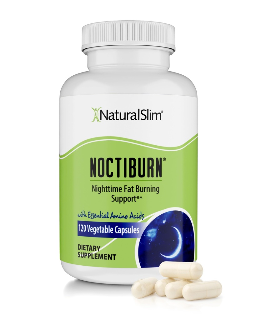 NaturalSlim Night Time Fat Burner for kvinder & mænd - Noctiburn Overnatning Fat Burning Kosttilskud med Essentials Amino Acid for Night Burn Metabolisme Support - 120 Vegetabilske kapsler