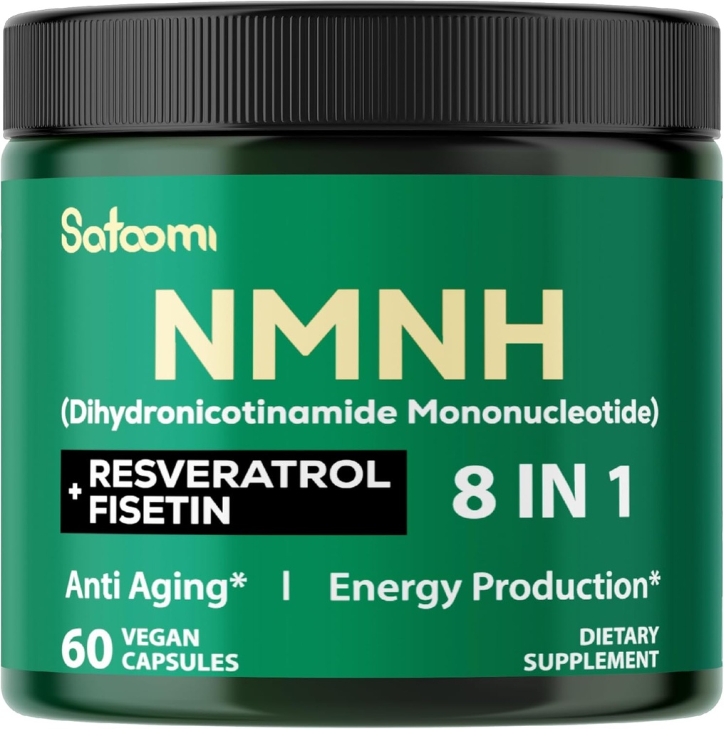 8in1 NMNH - NMN Supplement Alternativ - NAD supplement til støtte NAD Niveauer Tilføjet Fisetin, Resveratrol, Quercetin, Gurkemeje, Berberine, Vitamin D3 & C - 60 Tæl for 30 dage