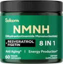 8in1 NMNH - NMN Supplement Alternativ - NAD supplement til støtte NAD Niveauer Tilføjet Fisetin, Resveratrol, Quercetin, Gurkemeje, Berberine, Vitamin D3 & C - 60 Tæl for 30 dage
