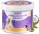 HICC PET øjne tørre for hunde & katte, Vet- Anbefalet hund øjeninfektion behandling, forsigtigt fjerne tåre spande, affald, udledning - Hypoallergen Pet Eye Vask Cleaner for øjne, Rynke, ansigt - 100pcs