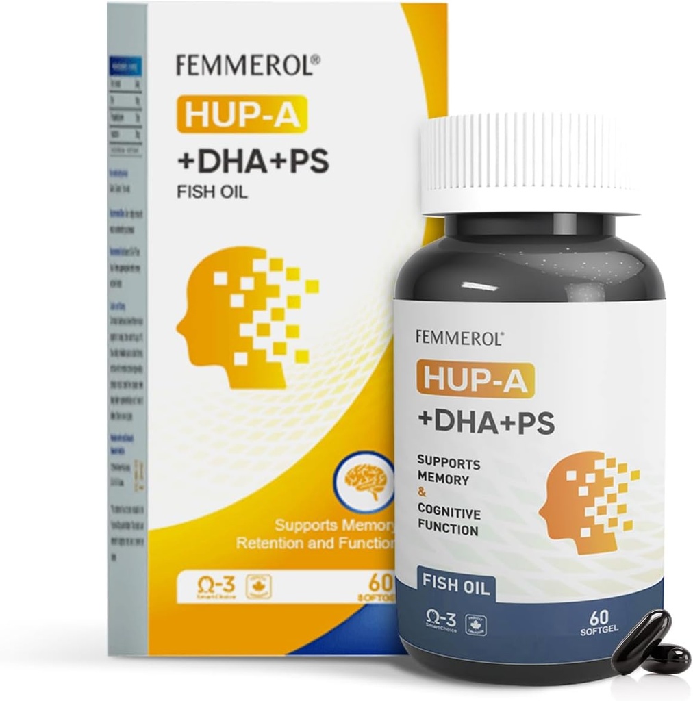 Phosphatidylserin 120mg Omega 3 DHA 60 Softgel med Huperzine A til ældre børn Brain Health og Kognitiv Support - Forbedre hjernefunktion Phosphatidylserin med DHA