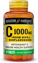 MASON NATURAL C 1000 mg Plus Rose HIPS og Bioflavonoider Complex - Understøtter et sundt immunsystem, antioxidant og essentiel ernæring, 90 tabletter