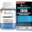 Zenrenu Immunity Quercetin 700 mg Zink Vitamin C Vitamin D Immunstøtte supplement med Curcumin - Let at Absorb Immunitet supplement, 100 Vegetariske kapsler 50 dages forsyning