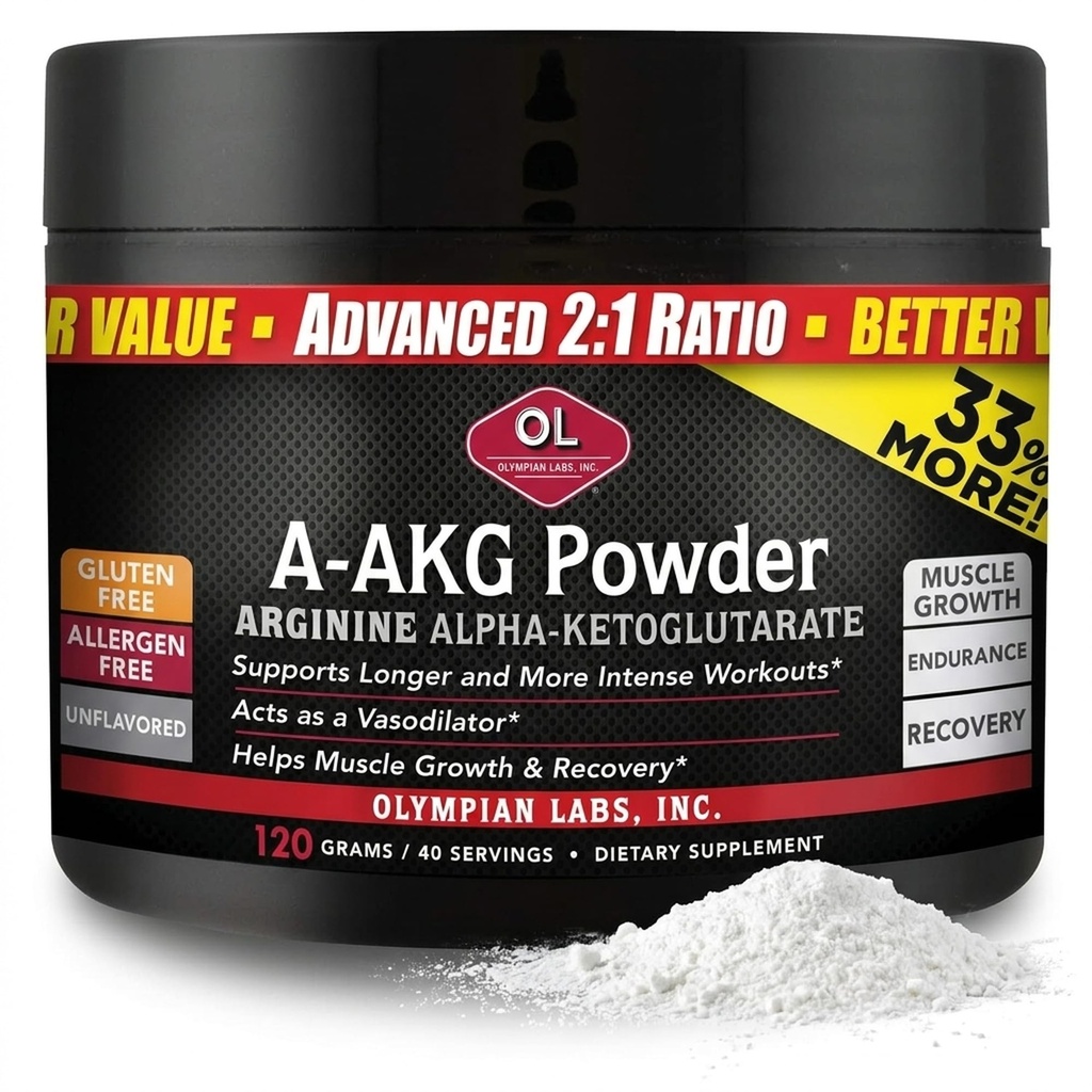 Olympian Labs PSN A- AKG pulver til mænd sundhed, energi & sport ernæring ydeevne, 40- 3g Servering, 120 Gram Jar