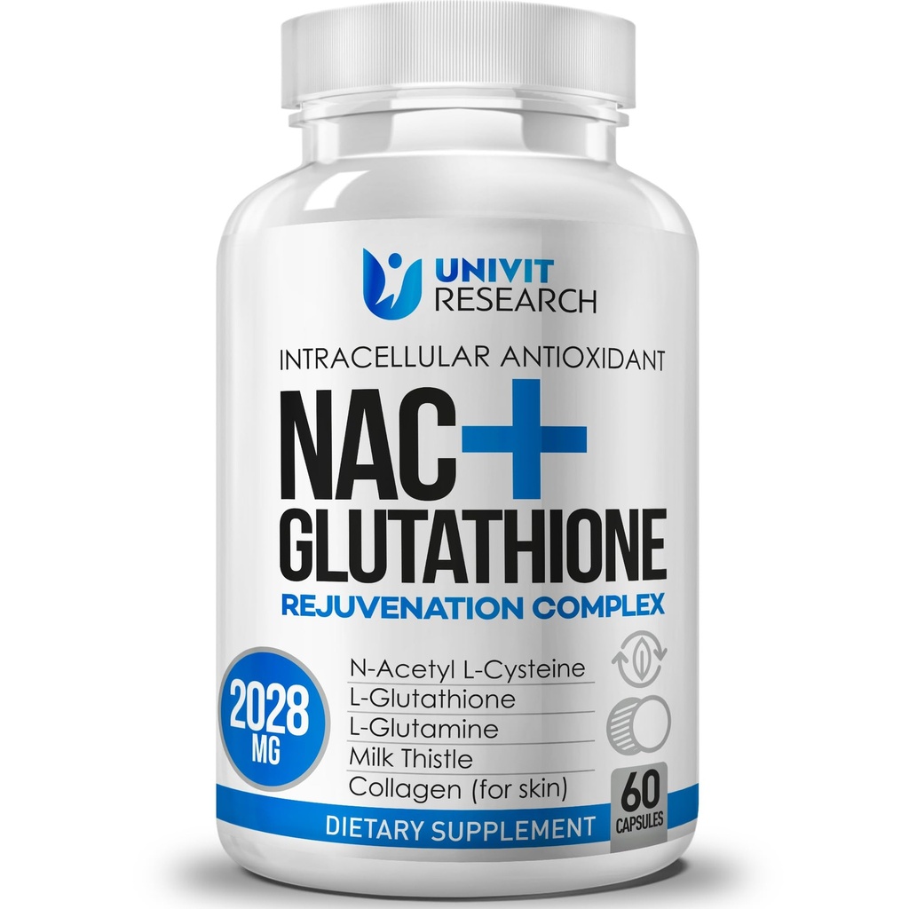 Avanceret Complex- NAC supplement (N- Acetyl L- Cystein) 600mg med L- Glutathione 500mg og Milk Thistle Ekstract- Potent Antioxidant- immunfunktion Support Respiratory Health- Promodes Lever Nyre Detox