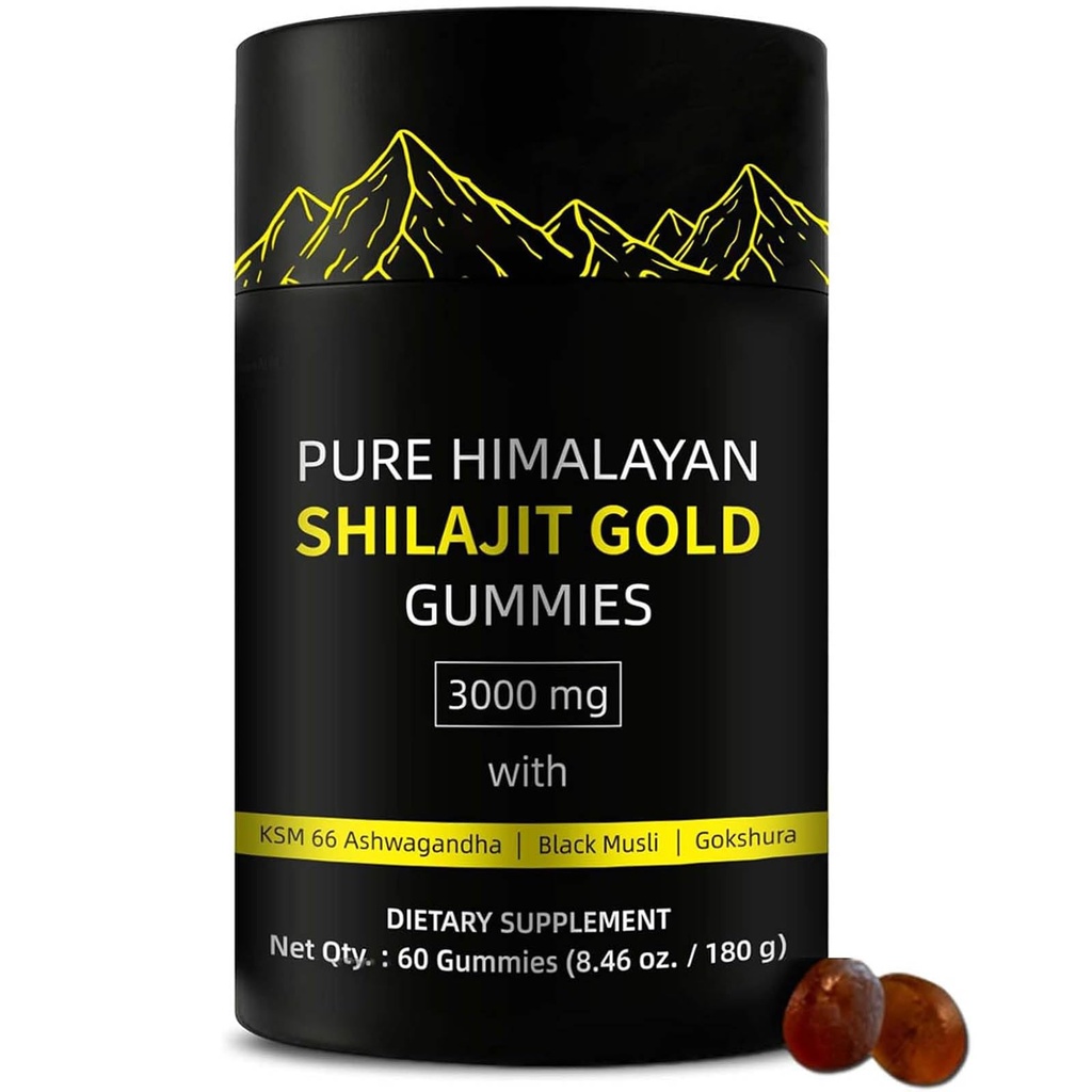 Shilajit Gummies Measures 124; Alpha Gummies for Men Measures 124; Lab Testet I No Tilded Sugar Measue 124; Ashwagandha, Gokshura Measures 124; Fulvic Acid & 85 + Trace Minerals for Men, Women Measures 124; Non- GMO Measures 124; 60 Gummy