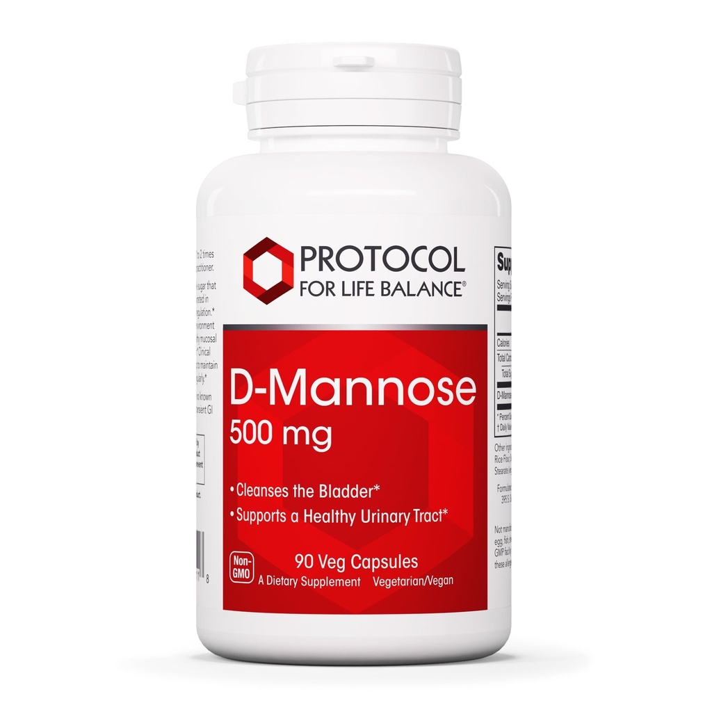 Protocol D- Mannose - 500mg - Brege Cleanse - Support Sund urinveje * - for mænd og kvinder - Kosher & Non- GMO - 90 Veg kapsler