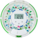 Automatisk Pille Dispenser med blinkende lys, lyd, Alarm og sikkerhed Lock, 28-dages elektronisk medicinering Organizer - Dispense Vitaminer og tabletter op 6 gange / dag - Easy Read Display (frosted)