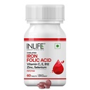 INLIFE Chelated Iron folinsyre tillæg med vitamin C, E, B12, Zink & Selenium til mænd Kvinder - 60 tabletter