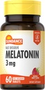 Sundance Melatonin 3 mg Fast Opløs • 124; 60 Vegetariske tabletter • 124; Natural Berry Flavor • 124; Vegetarisk, ikke- GMO og Gluten Free Supplement