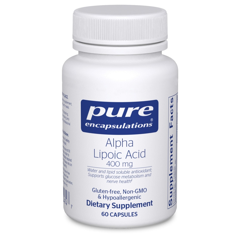 Ren indkapsling Alpha Lipoic Acid 400 mg 10 mg 12 4; ALA supplement til leverstøtte, antioxidanter, nerve og kardiovaskulær sundhed, frie radikaler og carbohydrattilskud * 12 4; 60 kapsler