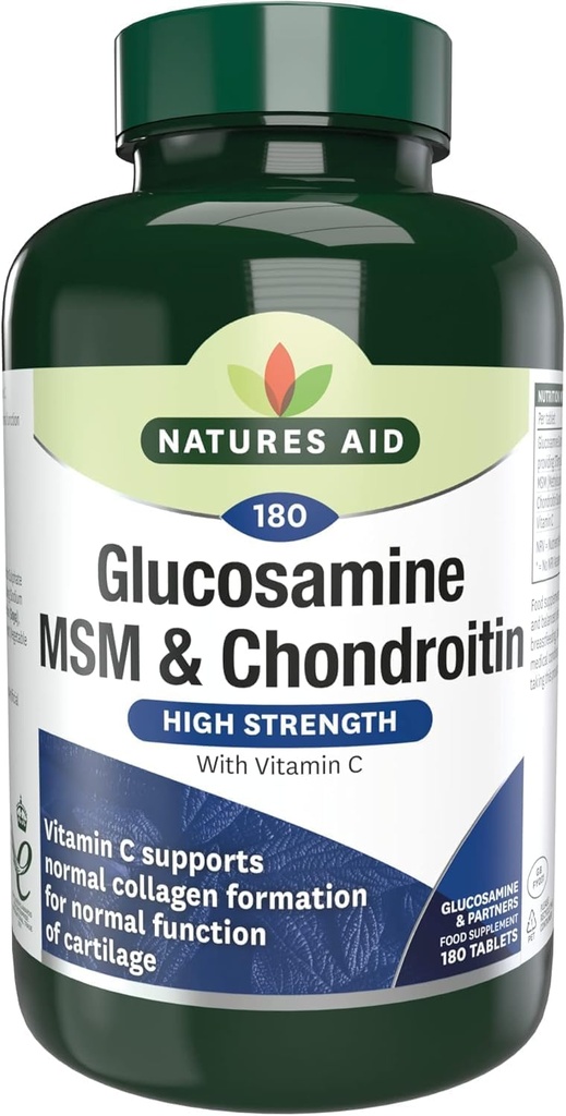 Nature 's Aid Glucosamin 500 mg, MSM 500 mg + Chondroitin 100mg 180 tabletter