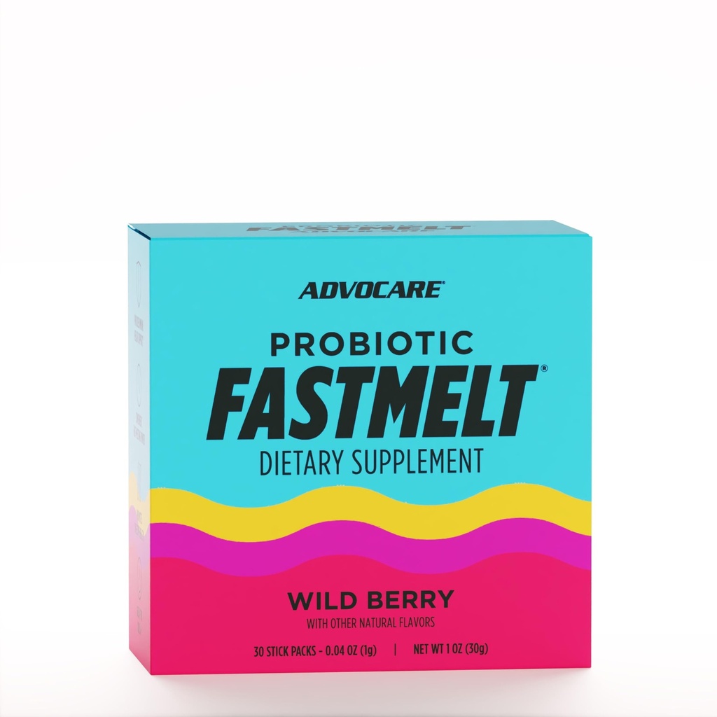 AdvoCare Probiotisk Fastmelt - Premium Kosttilskud til Gut, Immunsystemet & Heart Health Support * - Wild Berry, 30 Stick Packs