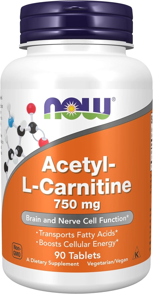 Now Foods Acetyl- L- Carnitin 750 mg - 90 tabletter