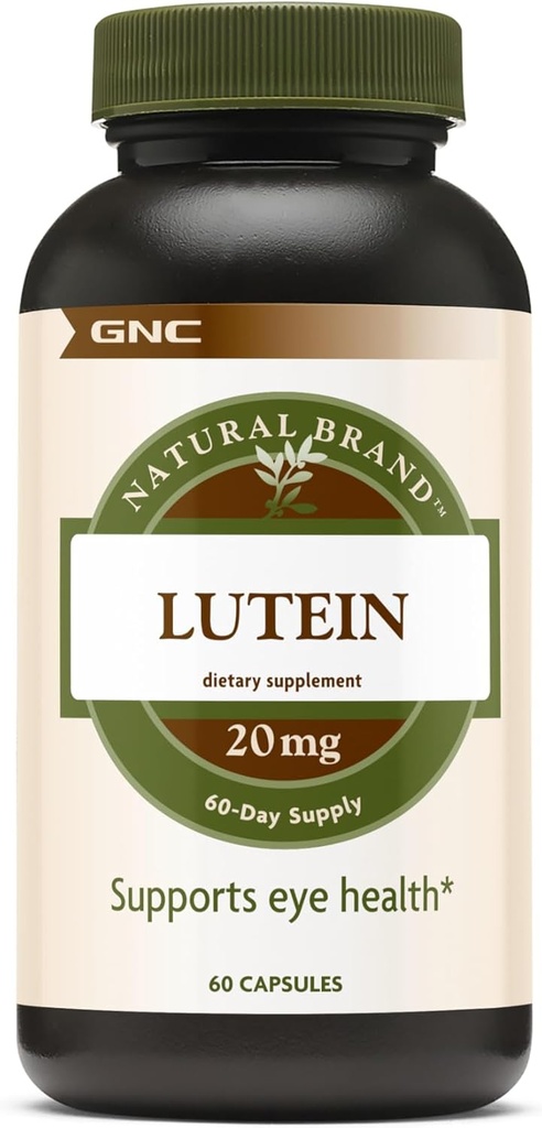GNC Natural Brand Lutein 20mg, understøtter øje sundhed, 60 kapsler