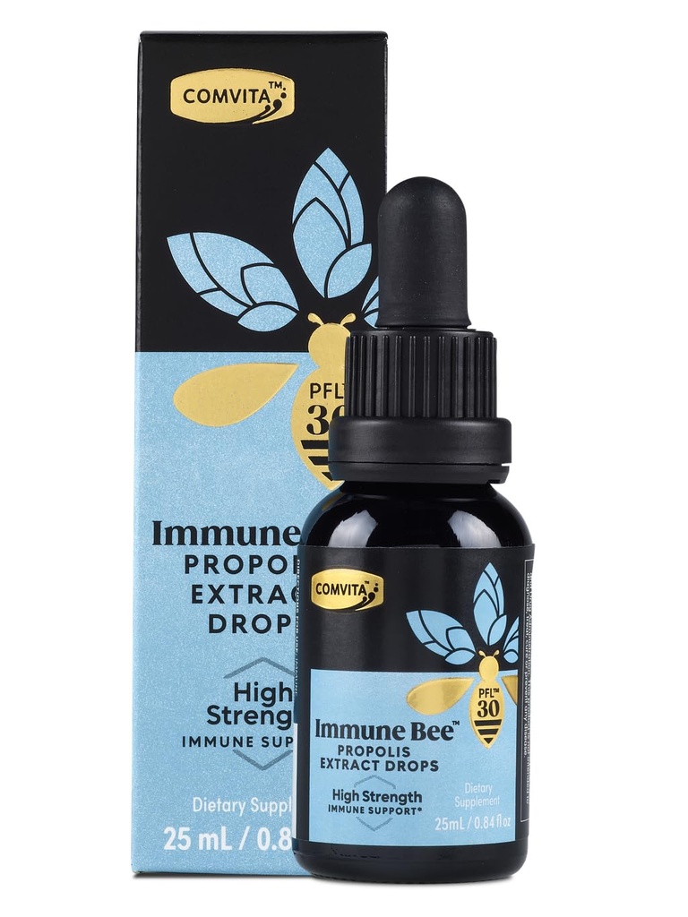 Comvita Extra Strength Bee Propolis Extract - Naturlig immunforsvar, Drops for Oral Health, Propolis Liquid, Hjælper Sothe Throat, Alkoholfri - PFL 30, 0,8 fl oz glasflaske