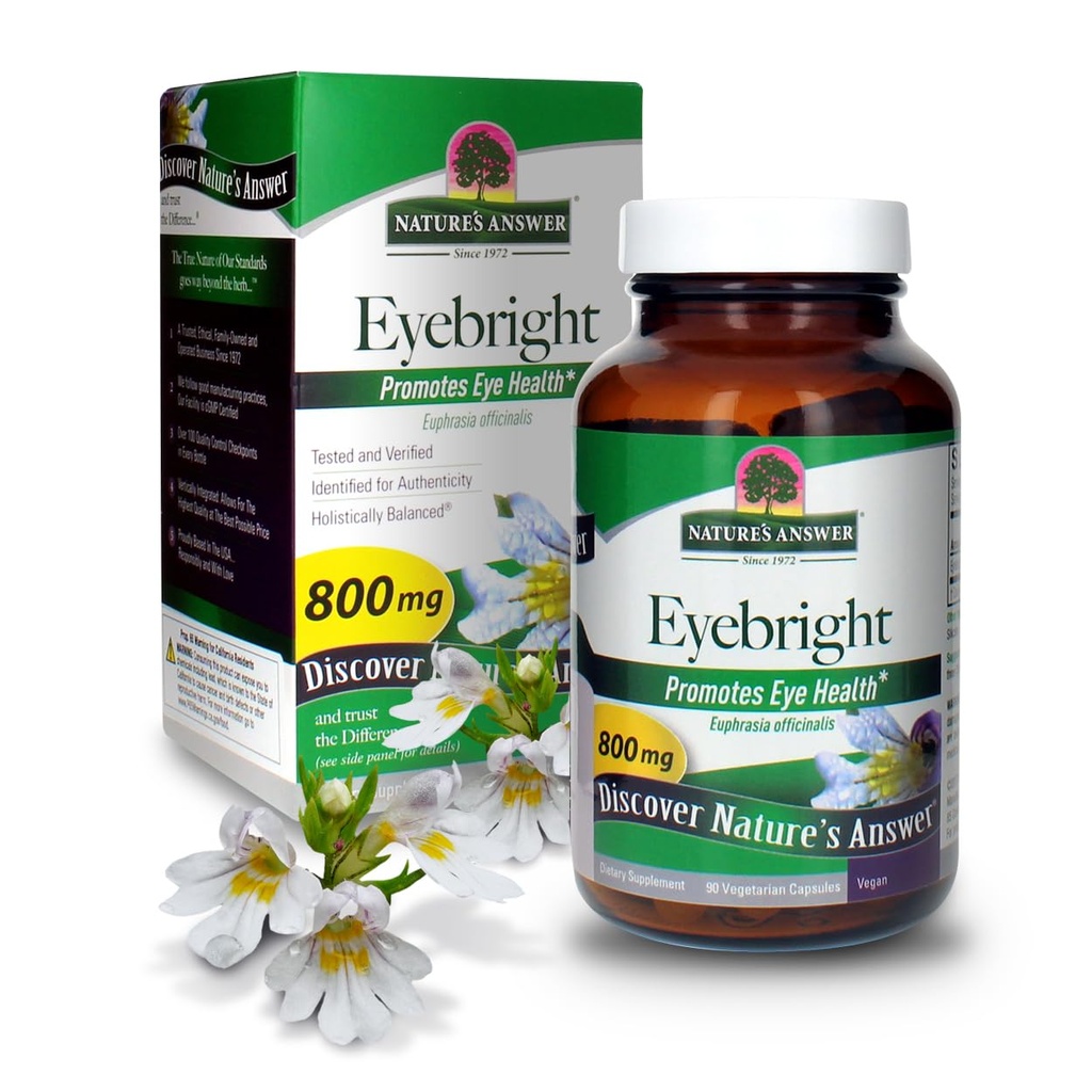Naturens svar Eyybright Herb Capsule Supplement, 90- Grev # 124; Understøtter sunde øjne & Vision # 124; fremmer respiratorisk funktion