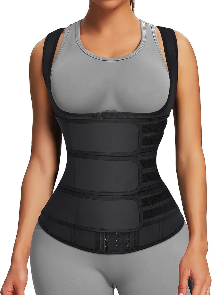 FeelinGirl Waist Trainer til kvinder Latex Waist Trainers Vest Plus Størrelse Waist Cincher Corset 3 Bælter Hooks Steel Bones