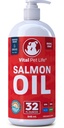 Lakseolie til hunde og katte - Sund hud & Coat, Fish Oil, Omega 3 EPA DHA, flydende kosttilskud til kæledyr, Alle naturlige, understøtter fælles & ben sundhed, naturlige allergier og inflammation forsvar, 32 oz
