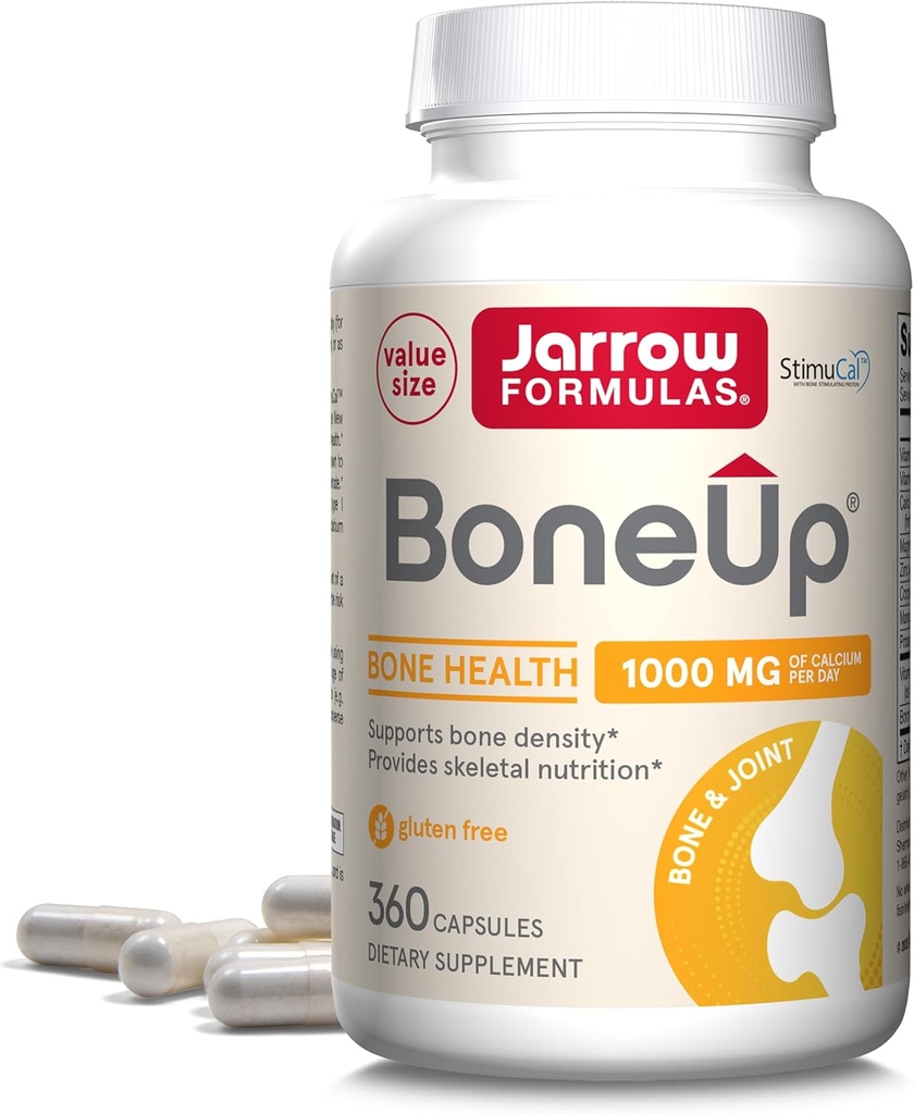 Jarrow Formulas BoneUp for ben densitet - Vitamin D3 og K2, Calcium Support, 360 Kapsler, Promoes Skeletal Nutrition, Op til 60 dages forsyning