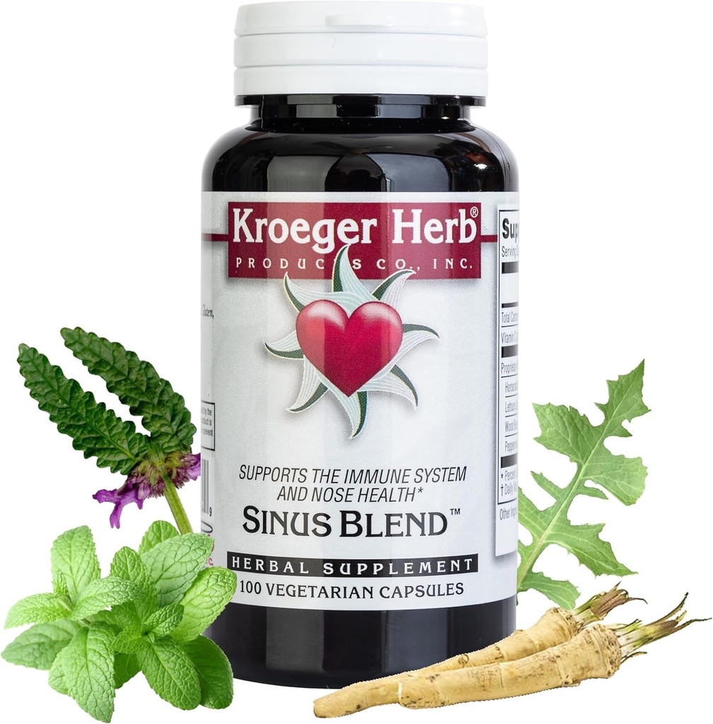 Kroeger Herb Produkter, Sinus Blend, Alle naturlige Sinus Støtte til voksne, Congestion Relief og Sinus Pressure Relief, Blocks eller Underpresser Histamin, Non- GMO, Ingen Preservatives, Made in USA