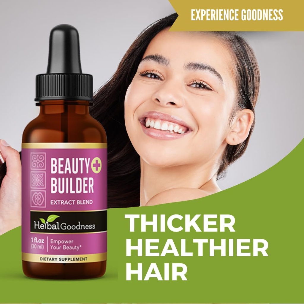 Urte Goodness Beauty Builder 1oz - Collagen for kvinder med Biotin & Hyaluronic Acid - Hårvækst, Skin Hydration, Nail Support, Anti- Aging Beauty Booster - Inkluderer Marigold & Guava Leaf
