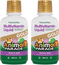 NaturesPlus Animal Parade Gold Children 's Liquid Multivitamin - 16 fl oz, Pack of 2 - Natural Tropical Berry Flavor - Gluten Free, Vegan - 64 Total Servering