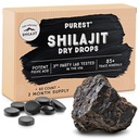 Pure Himalayan Shilajit Dry Drops, 100% Pure Natural Shilajit, Grad A, Max Potence 85 + Clean Trace Minerals & Fulvic Acid for Energy, Metabolisme & Immunforsvar Support Supplement til mænd og kvinder (60 faner)