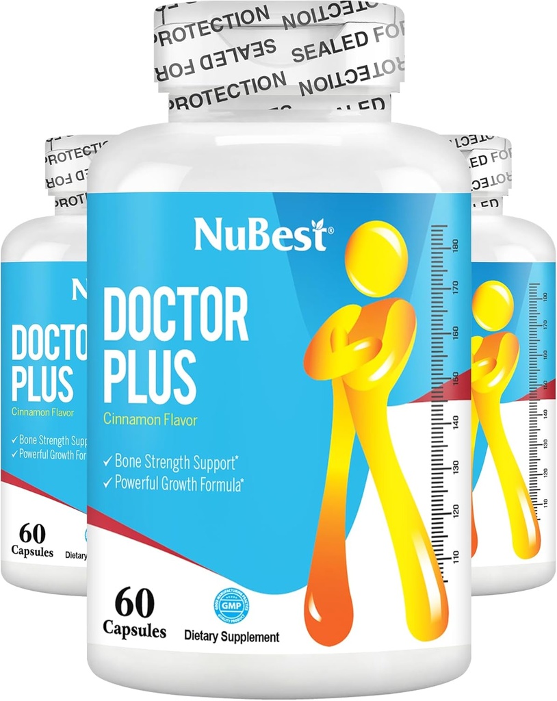 NuBest Doctor Plus - Kraftfuld Bone Strength Formel - understøtter stærke, sunde knogler - Immunitet & Wellness Support - for børn (10 +) og Teens - 3 Pack Medic124; 3 Months Supply