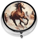 Pill Box, Lille Pill Case til purse & Pocket, Cute Medicine Organizer rejse Pillbox, Portable Pill Container Holder til at holde vitaminer, Medicin, Fish Oil og kosttilskud, prissætning Brown Horse
