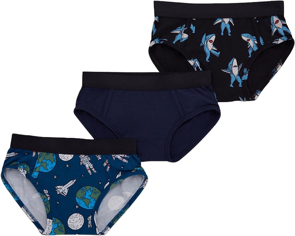MeUndies Boys Brief 3- Pack - Soft Modal Fabric med ingen pinch Waistband Note 124; Fun Prints, Scratch- Free Design, og holdbar