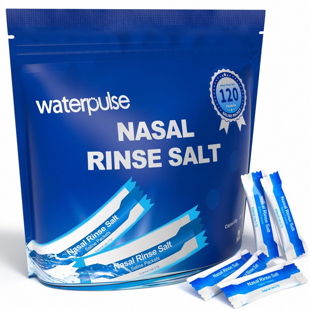 120 Saline Pakker, Sinus Rinsing Pakker til Neti Pots, Neti Pot Salt Pakker Individuelt indpakket, Nasal Rinse Pakker Neti Pot Salt til Nasal Vandingssystem, Nasal Wash Squeeze Flaske & Sinus Relief